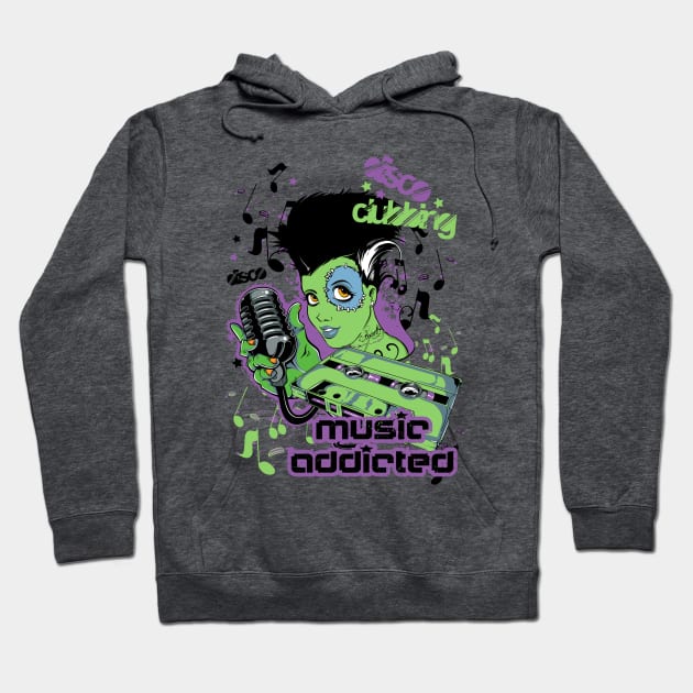 Music Addicted Hoodie by Dark Planet Tees